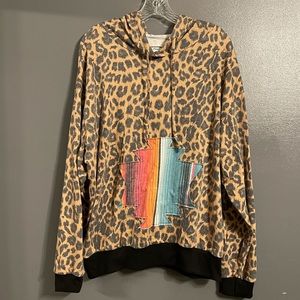Crazy Train Daze Dreamin leopard and serape hoodie
